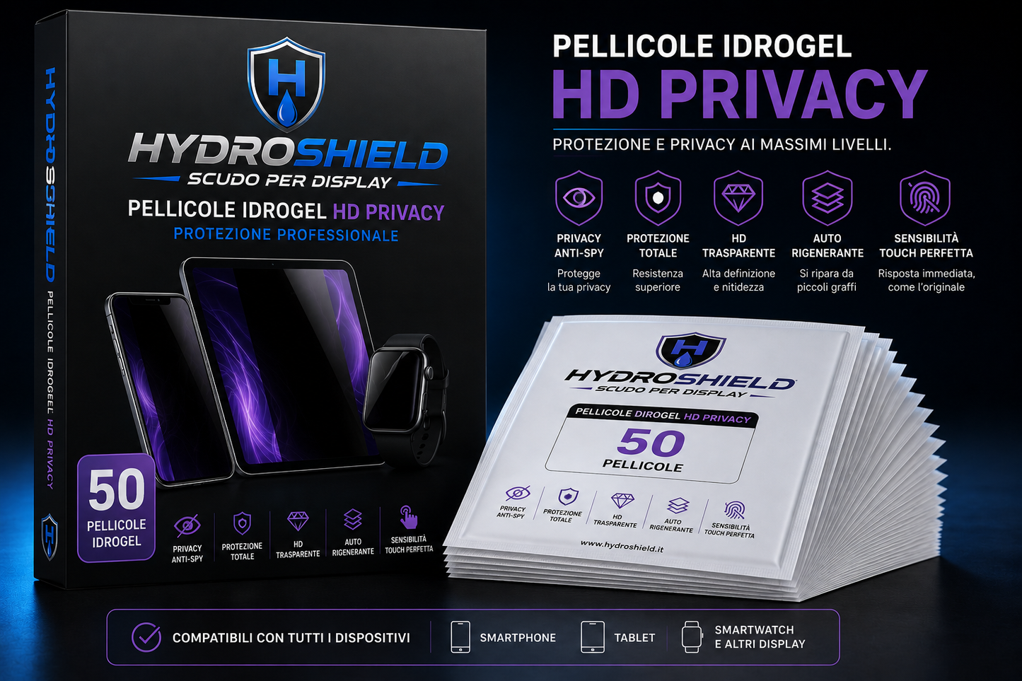 CONFEZIONE 50 pezzi Pellicola TPU HD PRIVACY